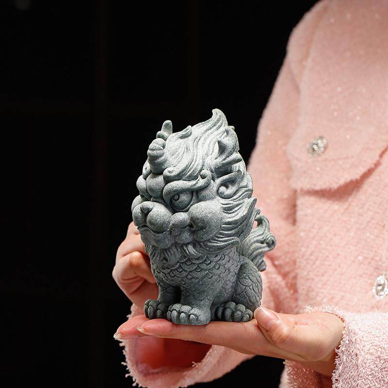 国风青砂石瑞兽麒麟摆件动物创意客厅办公室桌面鱼缸景观装饰摆设,家居饰品,装饰摆件,淘宝优惠券,粉丝福利购,淘宝优惠卷