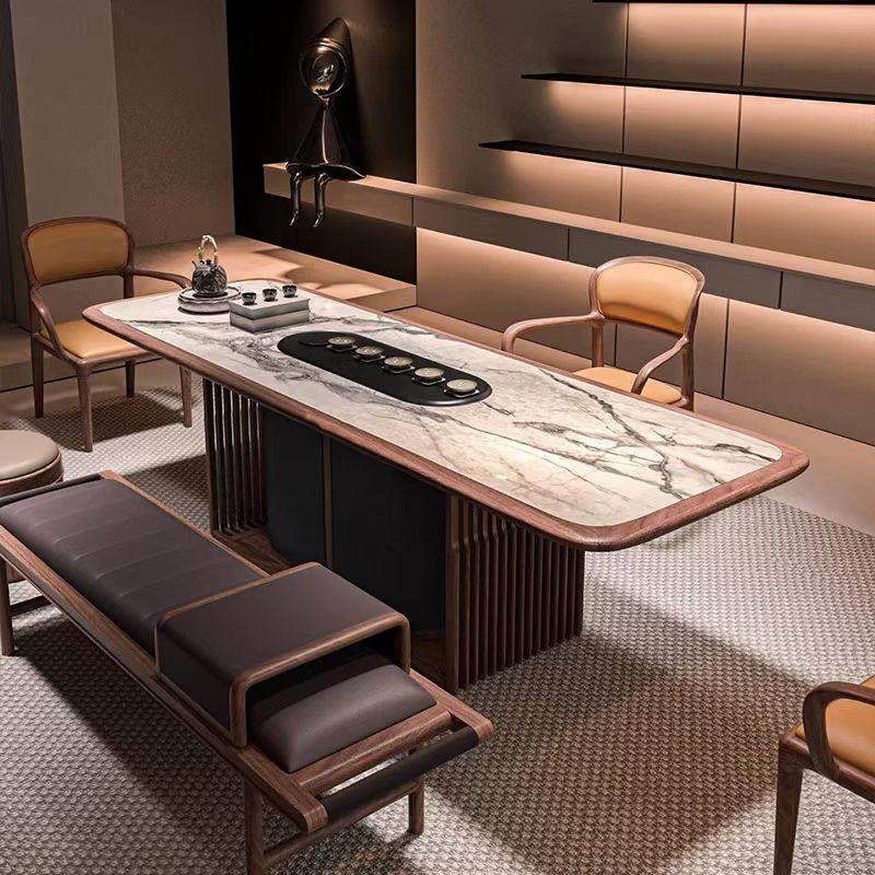 新中式岩板胡桃木茶桌椅组合2025新款高端定制办公室泡茶台,住宅家具,家用茶台/茶桌,淘宝优惠券,粉丝福利购,淘宝优惠卷