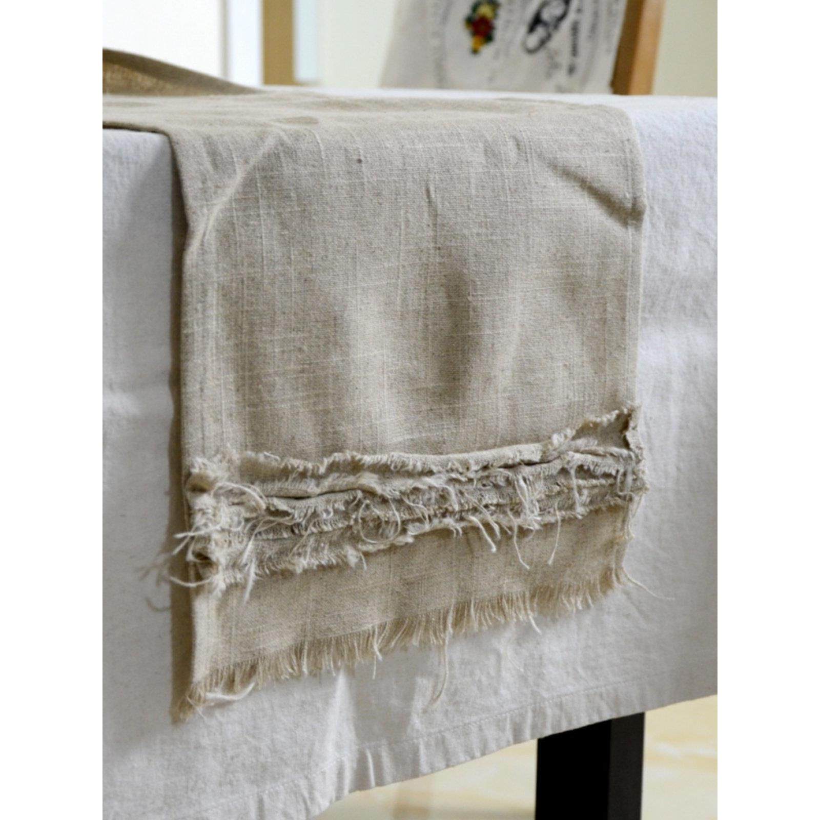 覆古乡村风格Wabi-Sabi粗麻袋棉和亚麻织物电视柜桌旗茶垫毛边定,居家布艺,桌旗,淘宝优惠券,粉丝福利购,淘宝优惠卷