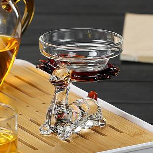 玻璃滤茶器超细小鹿茶漏托 托架手工茶器公道杯过滤器不锈钢福禄