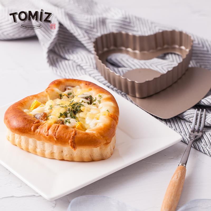 Tomiz引信商店迷你活底心形蛋糕模具烘焙器具派盘比萨盘碳钢材料