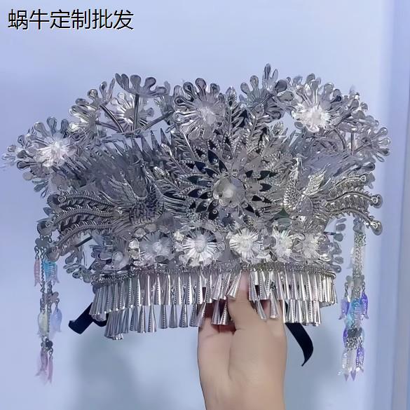 新款少数民族银饰帽子苗