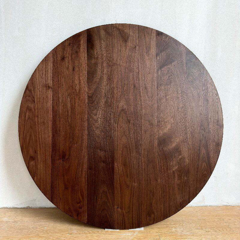 优选北美黑胡桃木纯实木圆桌面板餐桌台面单独家用桌板原木圆形可
