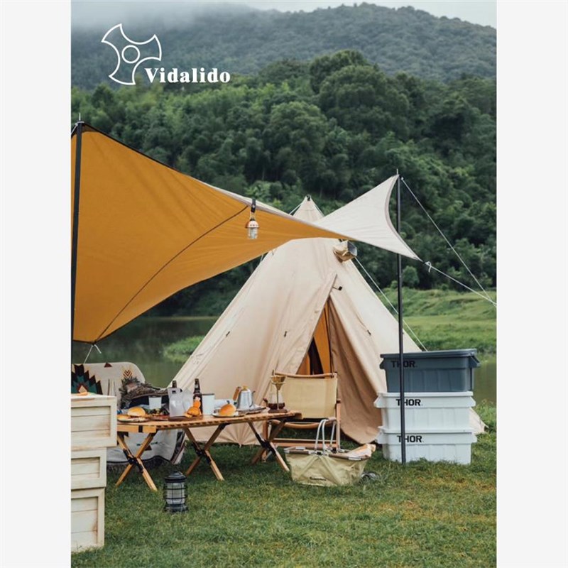 维达利多炎帐户外露营2-4人3米金字塔印第安棉布帐篷柴火炉帐篷