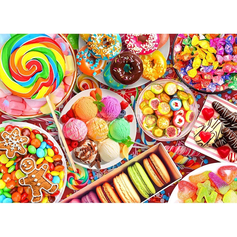 2021新款DIY方钻满钻钻石画棒棒糖冰激凌甜甜圈糖果粘贴钻十字绣