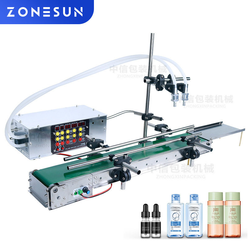 ZONESUN电动输送带双头灌装机智能感应果汁饮料香水乳液化妆水灌,五金/工具,封边机,淘宝优惠券,粉丝福利购,淘宝优惠卷