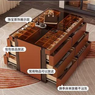 轻奢中岛柜斗柜一体衣帽间双面斗柜卧室床尾储物柜一体落地柜 意式