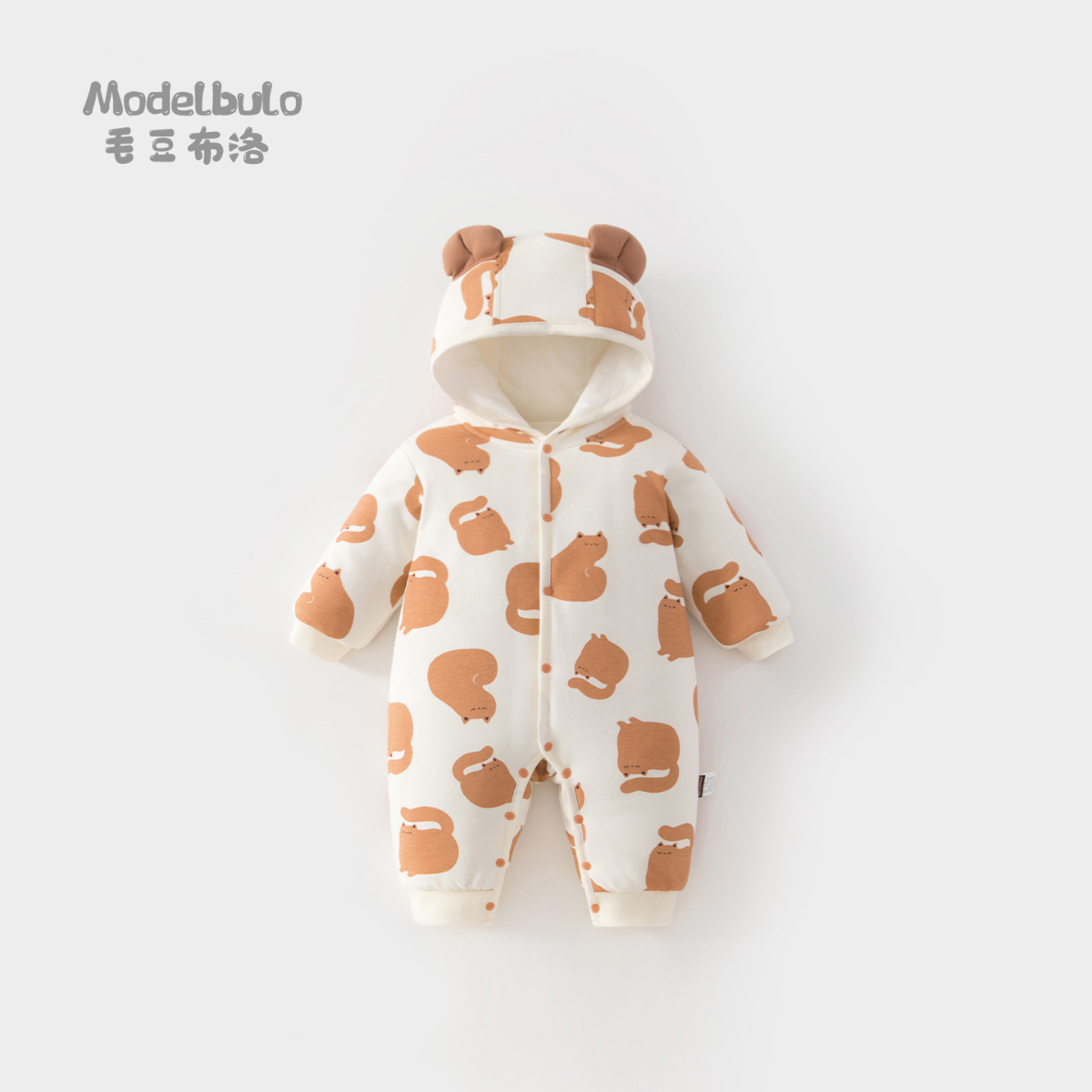 宝宝连帽夹棉120克连体衣