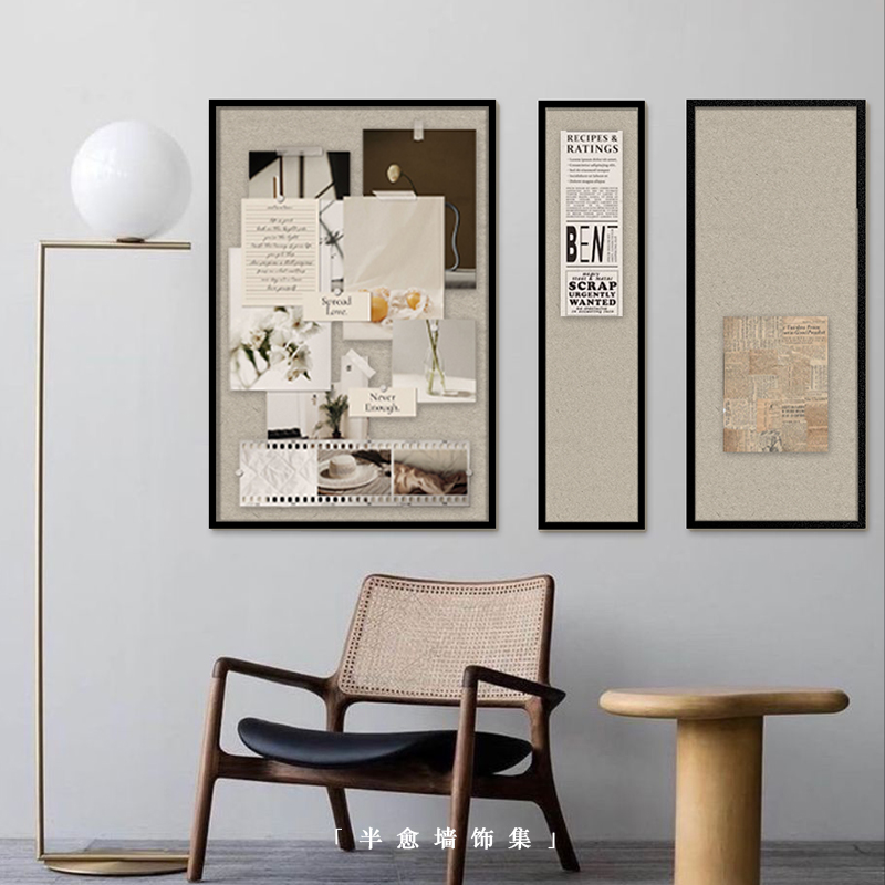 照片墙背景墙软木板留言板免打孔作品展示墙板装饰毛毡墙贴记事板