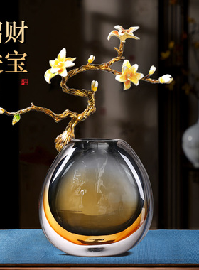 珐琅彩琉璃花瓶装饰摆件客厅玄关电视柜高端饰品高档轻奢大气高级