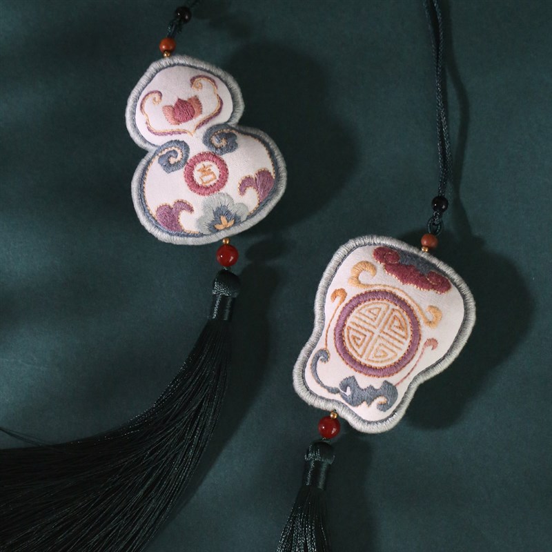 花寄手工刺绣diy材料包香囊平安符葫芦香包随身车挂情侣自绣礼物