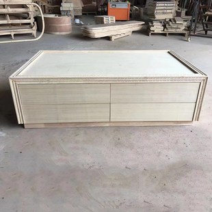 美式轻奢实木白胚茶几家具毛胚轻奢茶几白模轻奢实木板式实木茶几