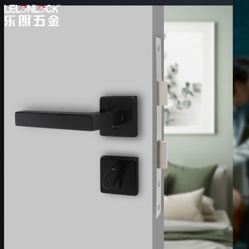方形把手不锈钢304卧室房门锁 通道门锁 机械分体锁 简约拉丝锁具