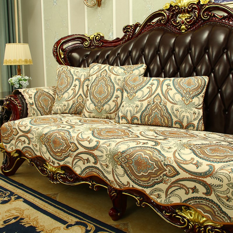天台华莲美式皮沙发垫套罩高端奢华防滑四季通用123组合复古欧式