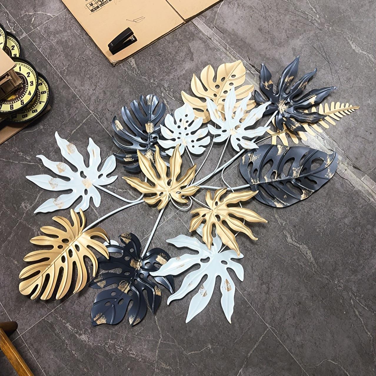 金属仿真压花冲亚配件工艺品墙面挂件跨境植物·龟背竹树叶铁花