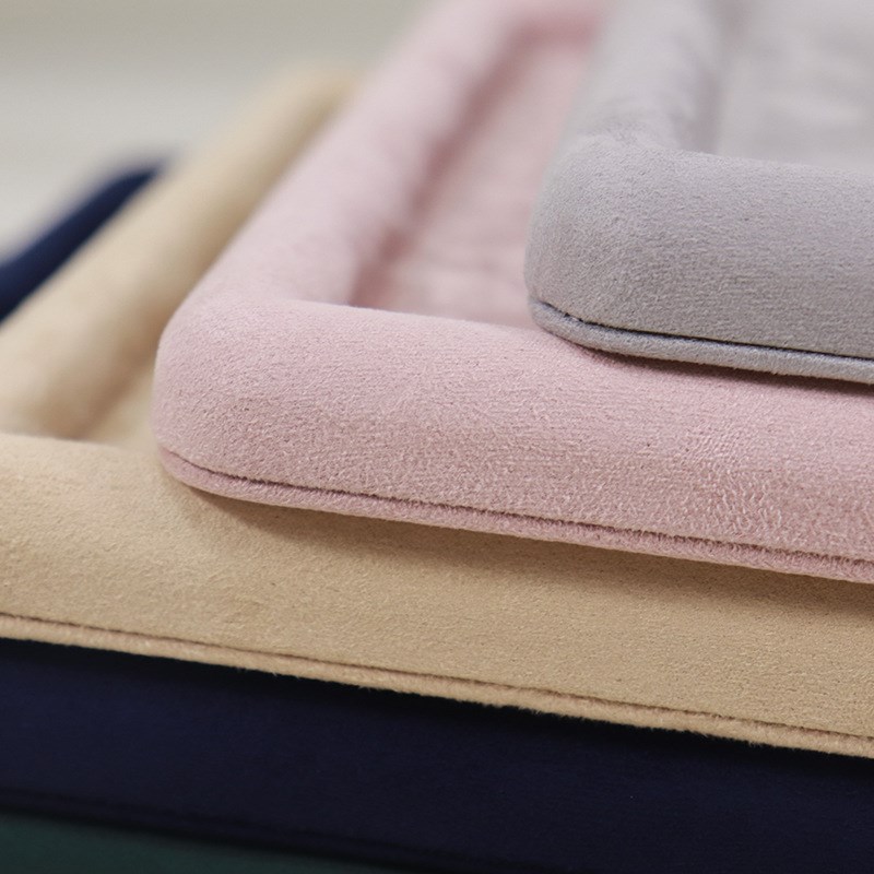 圆角绒布首饰看货盘木质超纤珠宝展示空盘饰品道具玉器收纳盘