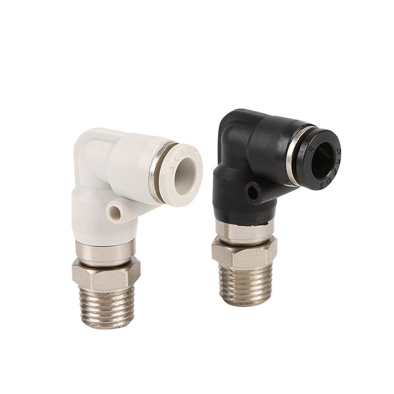 嘉迪气动 厂家销售高速旋转弯通NRL8-02铜镀镍螺纹直通接头