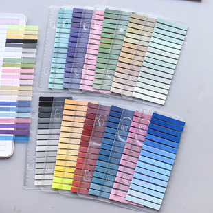 莫兰迪渐变色系pet便利贴透明索引贴细条做笔记用粘贴性记事贴N次贴