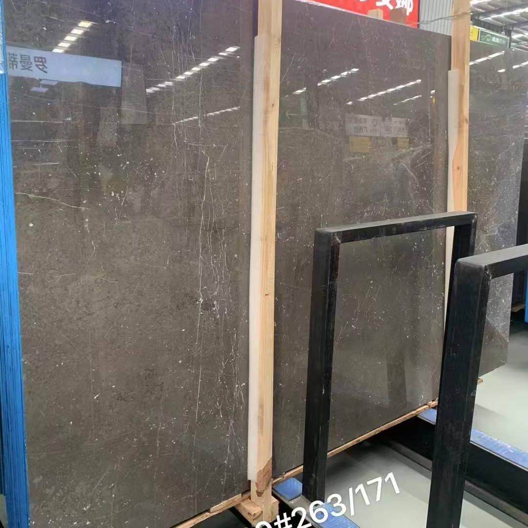 诺拉灰天然大理石踏步楼梯石材背景墙面干挂酒店别墅装修