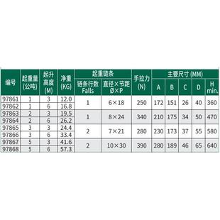 世达 97865 重型手拉葫芦 3公吨3米