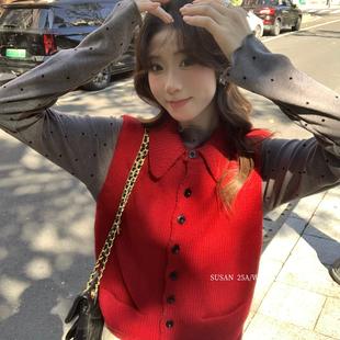 SUSAN 26年早春淡人力推韩系叠穿百搭简约针织马甲2335s
