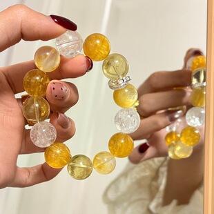 个性 天然黄萤石黄金锂云母黄色系高级感女款 设计手饰 纸醉金迷