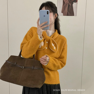SUSAN 云柔美学韩系精致领口设计感亲肤保暖毛衣1555s