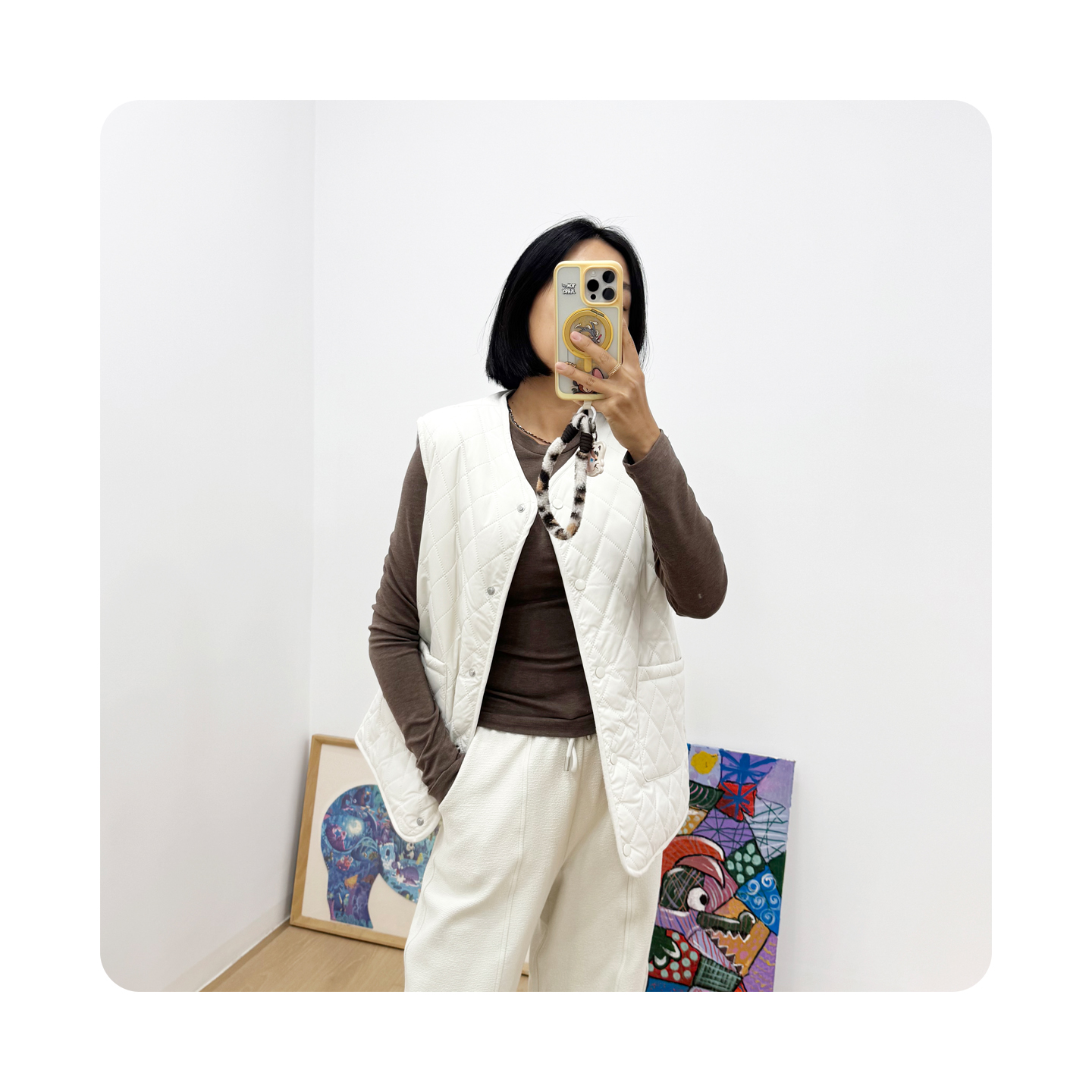 韩系V领波浪形压胶两面穿马甲