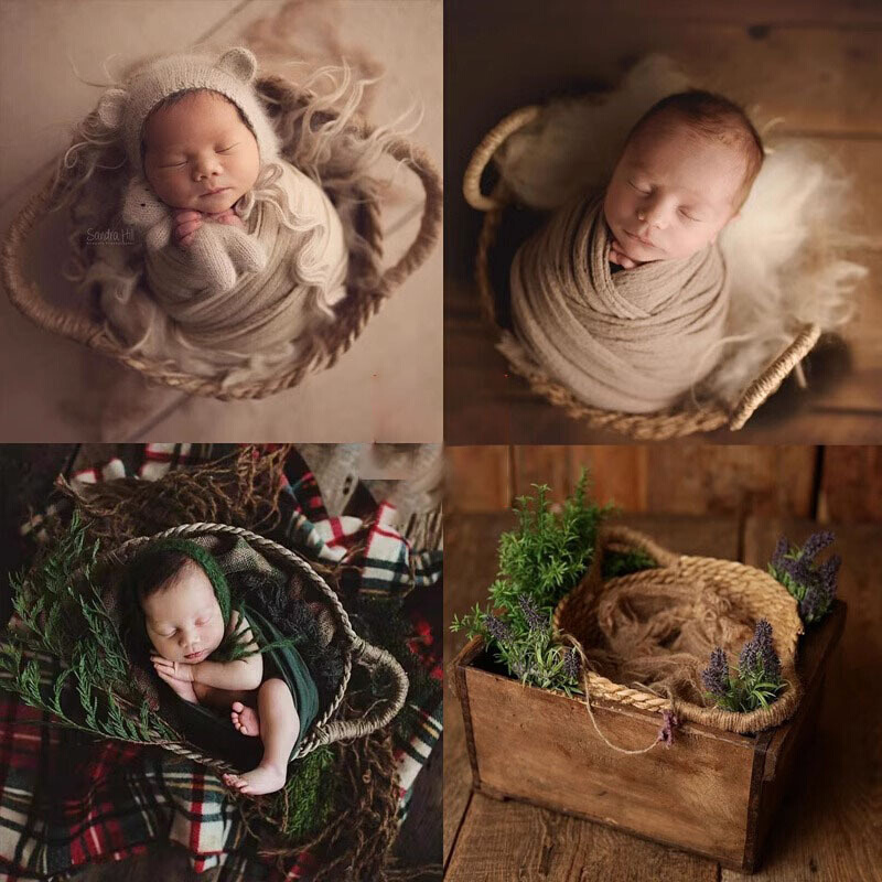 新生儿摄影框影楼宝宝拍照篮百天满月拍摄道具筐编织背景吊篮道具