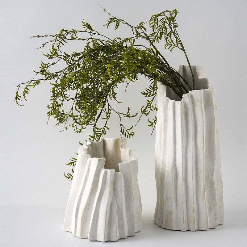 北欧简约皱褶陶瓷花瓶艺术民宿奶油色大号花器家居样板间软装饰品,模玩/动漫/周边/娃圈三坑/桌游,文化/体育周边,淘宝优惠券,粉丝福利购,淘宝优惠卷