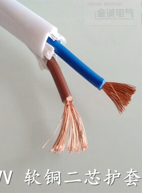 优选武汉二厂电线电缆RVV2x3x1.5x2.5x4飞鹤白皮多股软护套线铜芯