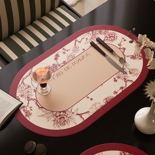 优选疏影法式餐垫红色喜庆隔热垫西餐餐垫防水防油免洗轻奢中古风