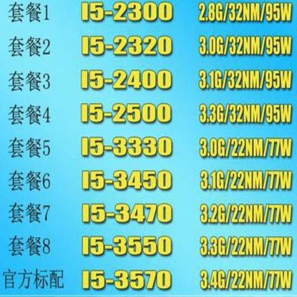 I5-2300 2320 2400 2500 3330 3450 3470 3550 3570 散片CPU