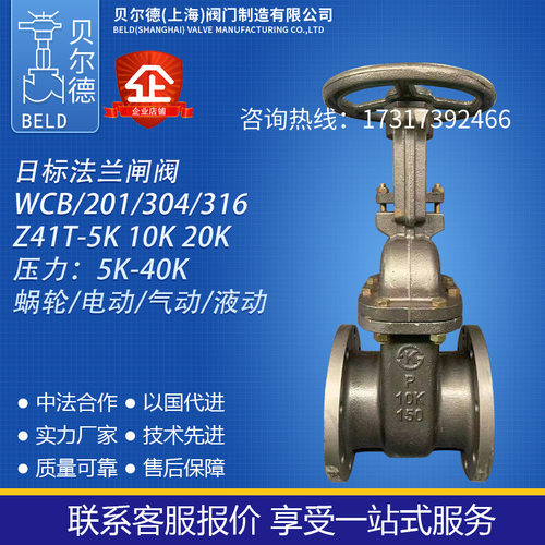 日标法兰闸阀Z41T-5K 10K 20K JIS 明杆暗杆船用阀门DN50 100 150