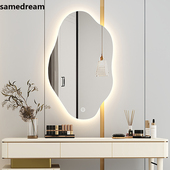 优选异形智能led化妆镜壁挂卧室梳妆台镜子挂墙不规则带灯发光梳