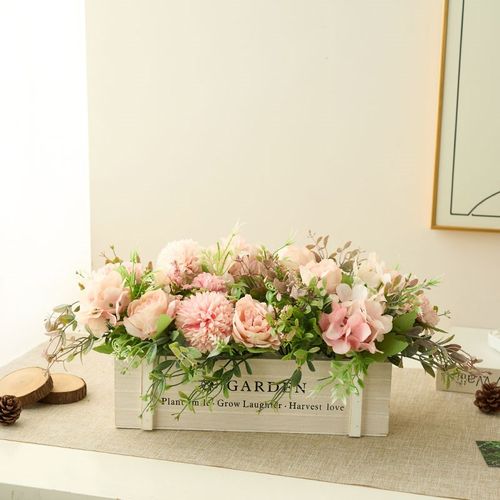 优选法式浪漫迷你桌面仿真花假绿植花箱客厅玄关餐桌电视柜装饰品