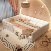 主卧双人亲子床一家四口 拼接布艺床二胎家庭榻榻米超大子母床