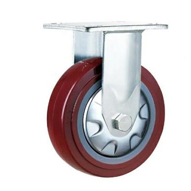优选4寸5寸6寸8寸重型塑芯枣红PU定向万向刹车防缠绕平板推车工业