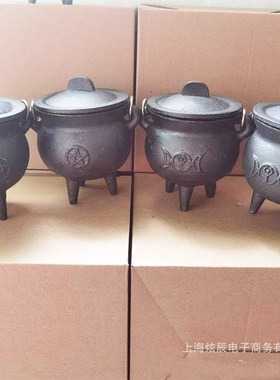 优选WICCA魔法燃烧锅小号五芒星三相月女巫锅道具锅用品摆件装饰