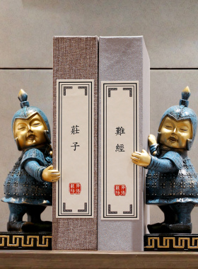 优选创意兵马俑书挡摆件客厅中式酒柜装饰品桌面书立靠办公室书房