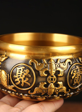 优选铜八福聚宝盆摆件 铜聚宝盆摆件 铜盆摆件
