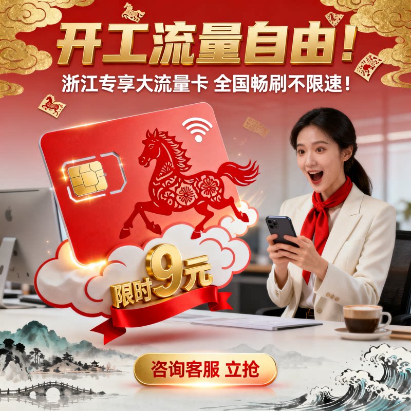 浙江流量卡上网卡电话卡5g流量卡无线限流量发货快全国通用