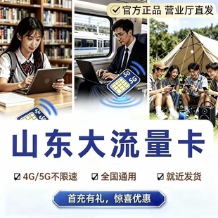 山东流量卡上网卡电话卡5g流量卡无线限流量可选号发货快全国通用