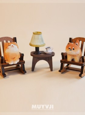 优选手工木雕胖橙~小猫办公室工作站电脑桌面装饰创意装饰可爱的