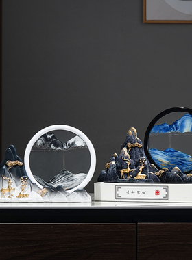 流沙画创意沙漏轻奢档新中式摆件酒柜电视柜客厅公桌装饰摆件