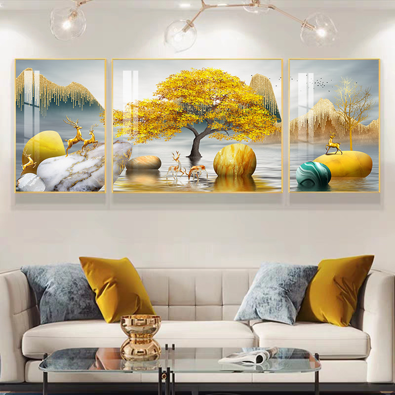 优选现代简约客厅装饰画沙发背景墙三联挂画轻奢大气壁画高档墙画,家居饰品,现代装饰画,淘宝优惠券,粉丝福利购,淘宝优惠卷