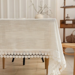 优选洛朴桌布轻奢简约现代餐桌圆桌茶几台布长方形桌布棉麻布艺高