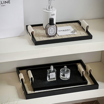 优选轻奢皮质香薰高级感托盘家居客厅茶几装饰盘玄关收纳盒桌面置