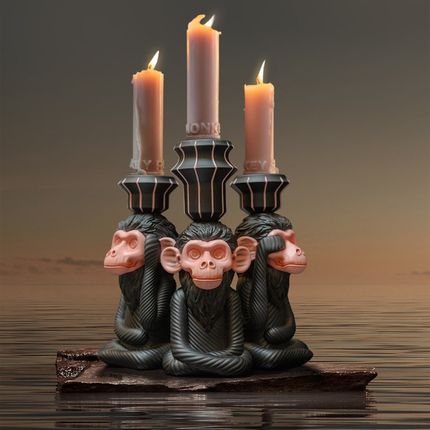 优选动物学家小众三不猴烛台焚香香薰蜡烛烛台生日礼物送人