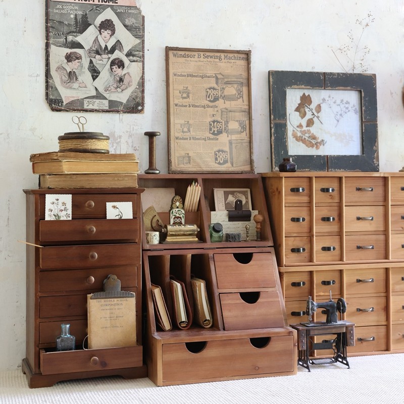 优选叁杉家居中古收纳盒书桌桌面复古折叠柜印章胶带手账本木质置,收纳整理,桌面收纳盒,淘宝优惠券,粉丝福利购,淘宝优惠卷